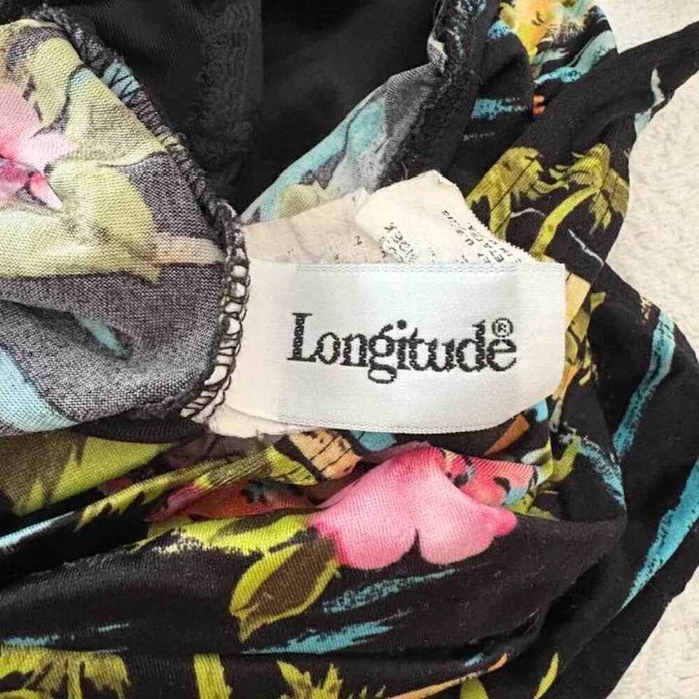 🩱 Vintage Longitude Scoopneck Floral Tank Crisscross Back Straps Swimsuit sz 12